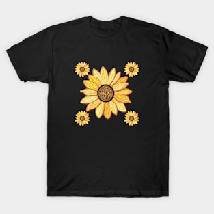 Sunflower Flora Positive Retro Vintage Brunch T-Shirt